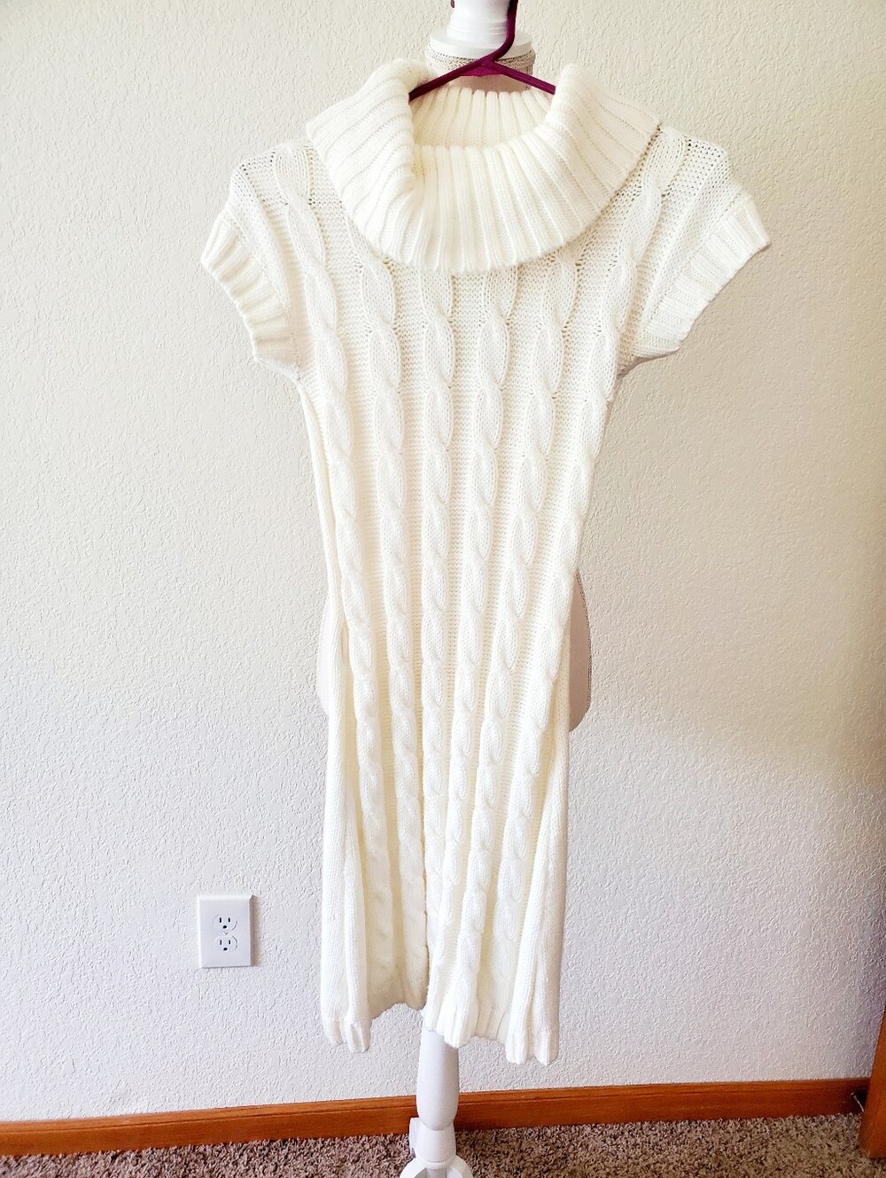 Say What? Cream Cable Knit Sweater Dress